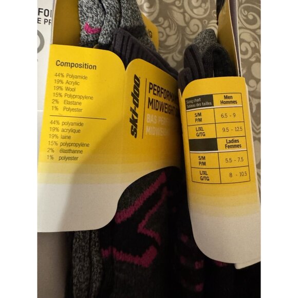 Ski-Doo Womens Raspberry Performance Midweight Snowmobile Socks Snocross Elastic - Picture 4 of 8